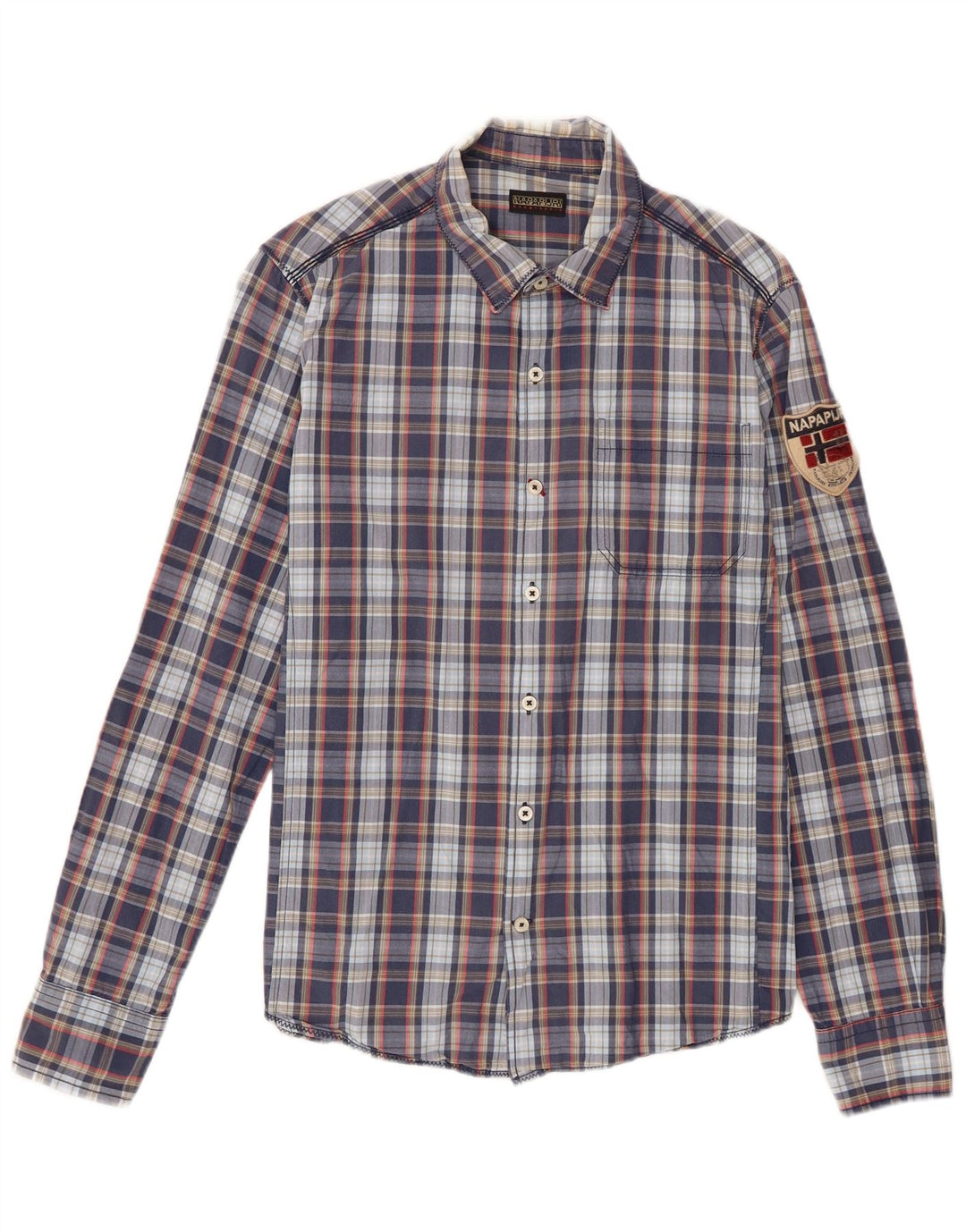 Napapijri Chemise Homme Grand Carreau Bleu Coton