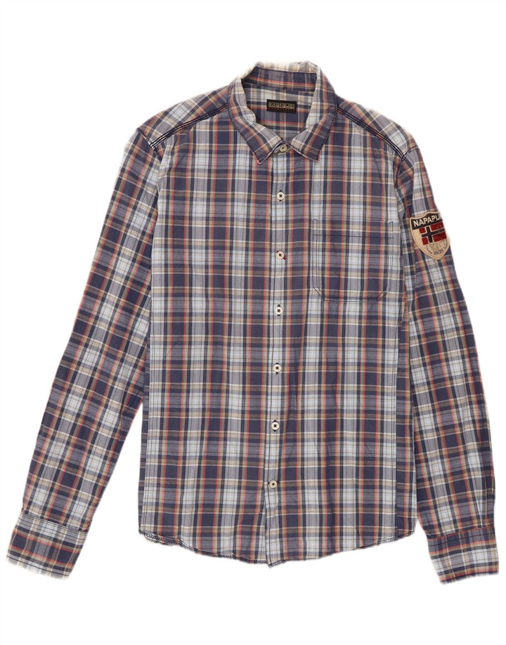 Napapijri Chemise Homme Grand Carreau Bleu Coton