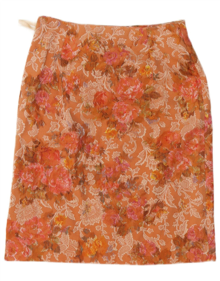 vintage Femme Jupe Droite W28 Moyen Orange Floral