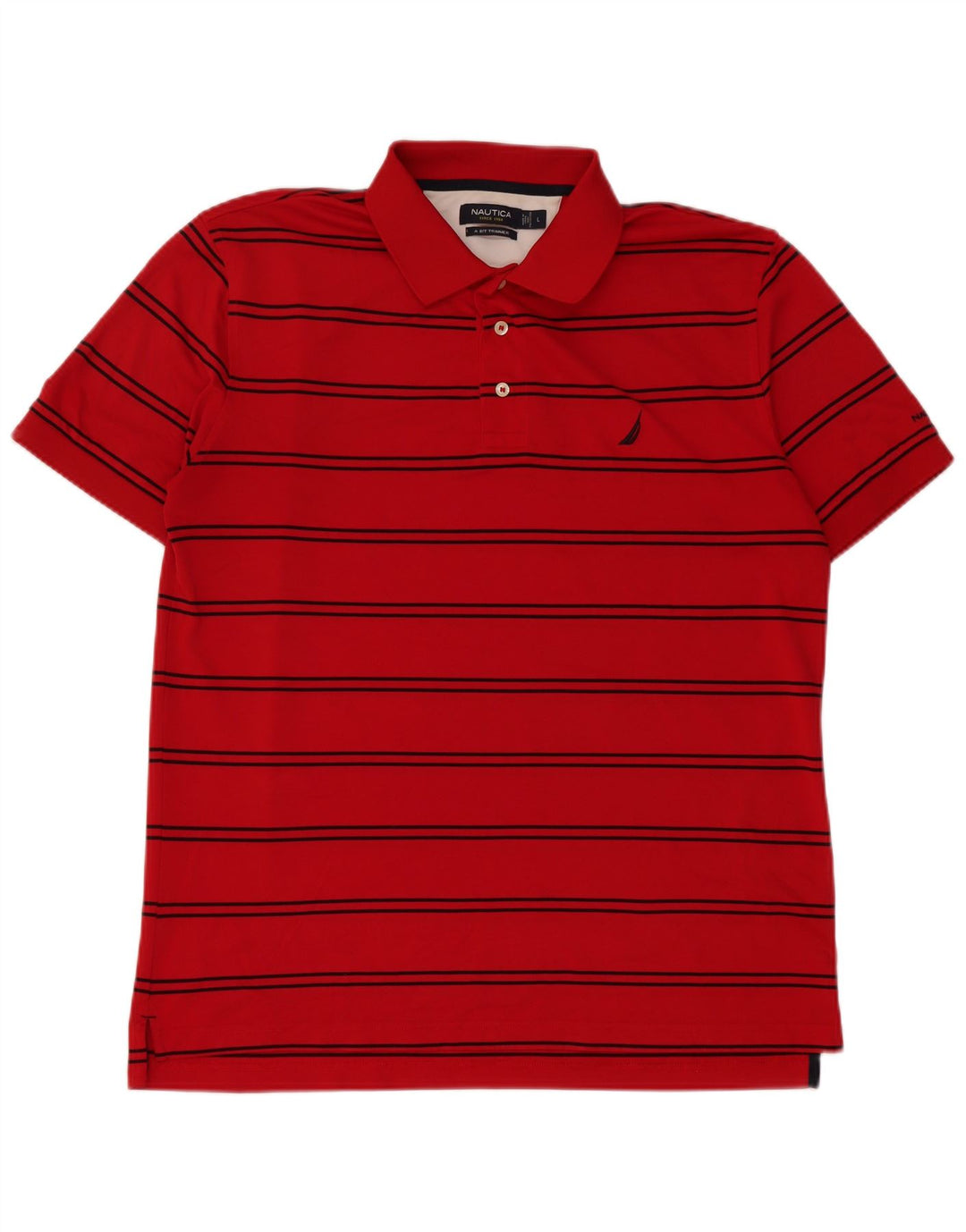 Nautica Polo Homme Grand Rayé Rouge Polyester