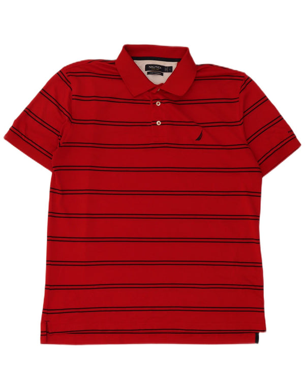 Nautica Polo Homme Grand Rayé Rouge Polyester