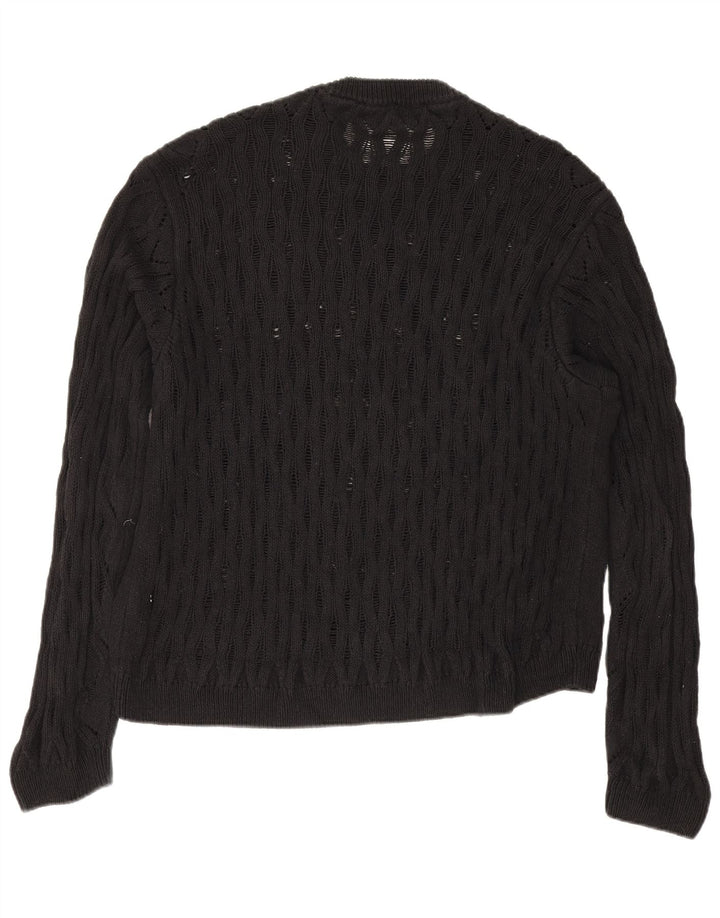 Zara Pull à col rond pour homme en coton noir Large