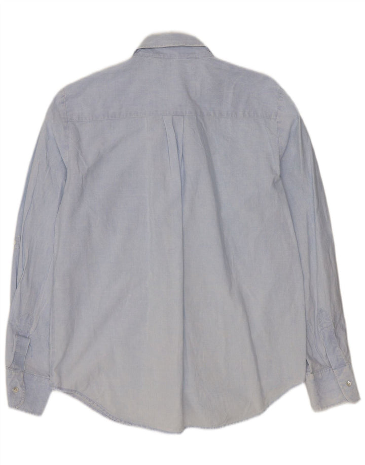 Chemise femme ZARA UK 14 coton à fines rayures bleu moyen