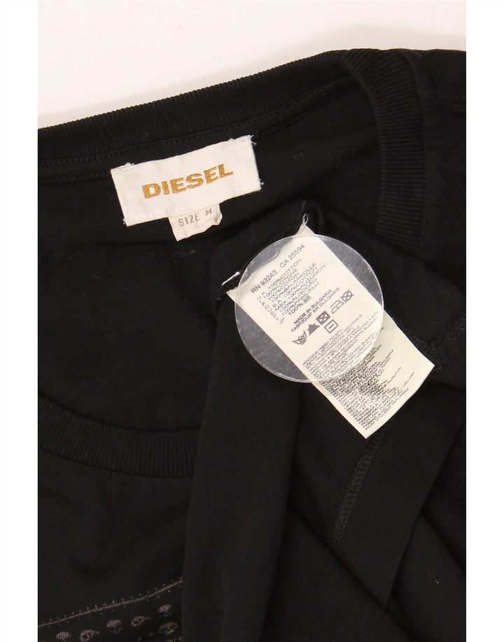 DIESEL T-Shirt Graphique Homme Noir Moyen Coton