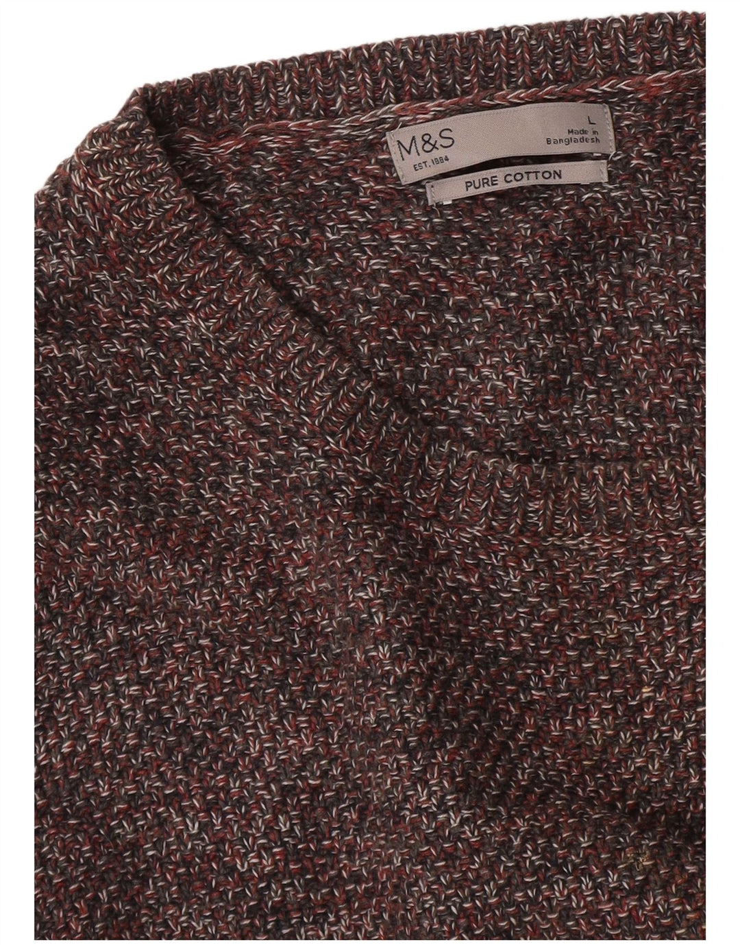 Marks & Spencer Pull à col rond pour femme en coton moucheté gris grand