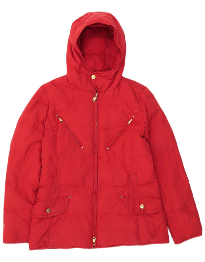 Ralph Lauren Veste matelassée à capuche pour femme UK 12 Polyester rouge moyen