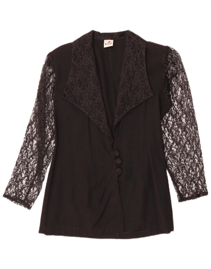 Ecco Veste Blazer 3 Boutons Femme EU 34/36 Petite Viscose Florale Noire