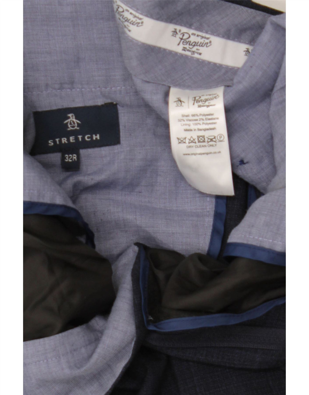 Penguin Pantalon de Costume Slim Homme W32 L30 Bleu Marine à Carreaux Polyester