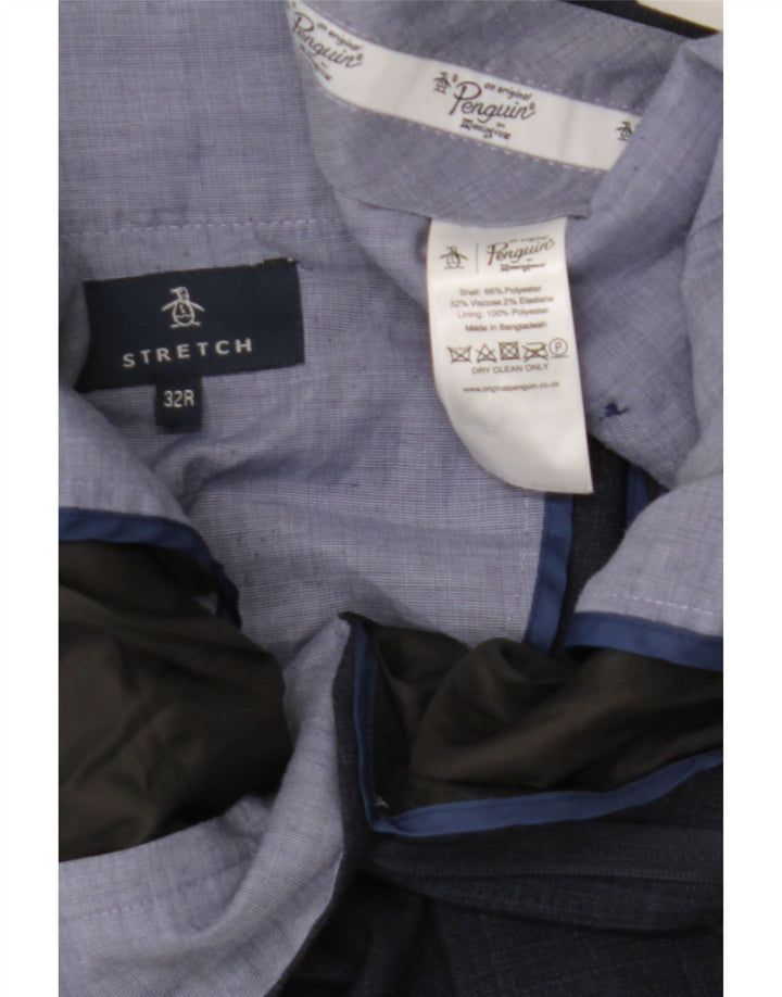 Penguin Pantalon de Costume Slim Homme W32 L30 Bleu Marine à Carreaux Polyester