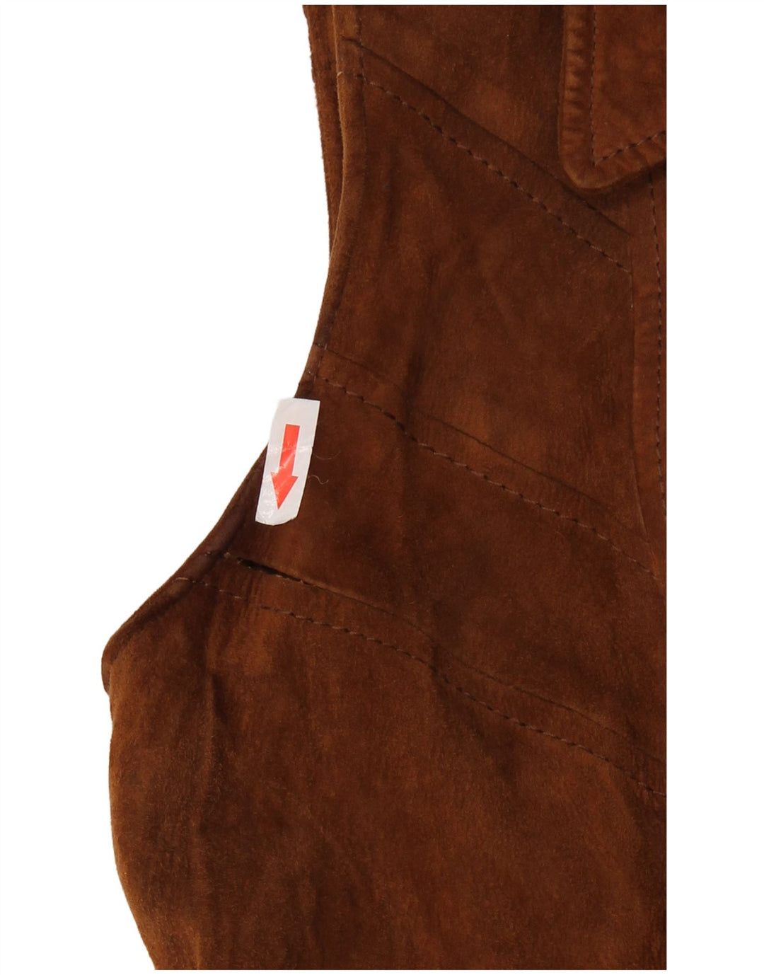 vintage Femme Daim Sans Manches Pardessus IT 46 Grand Cuir Marron