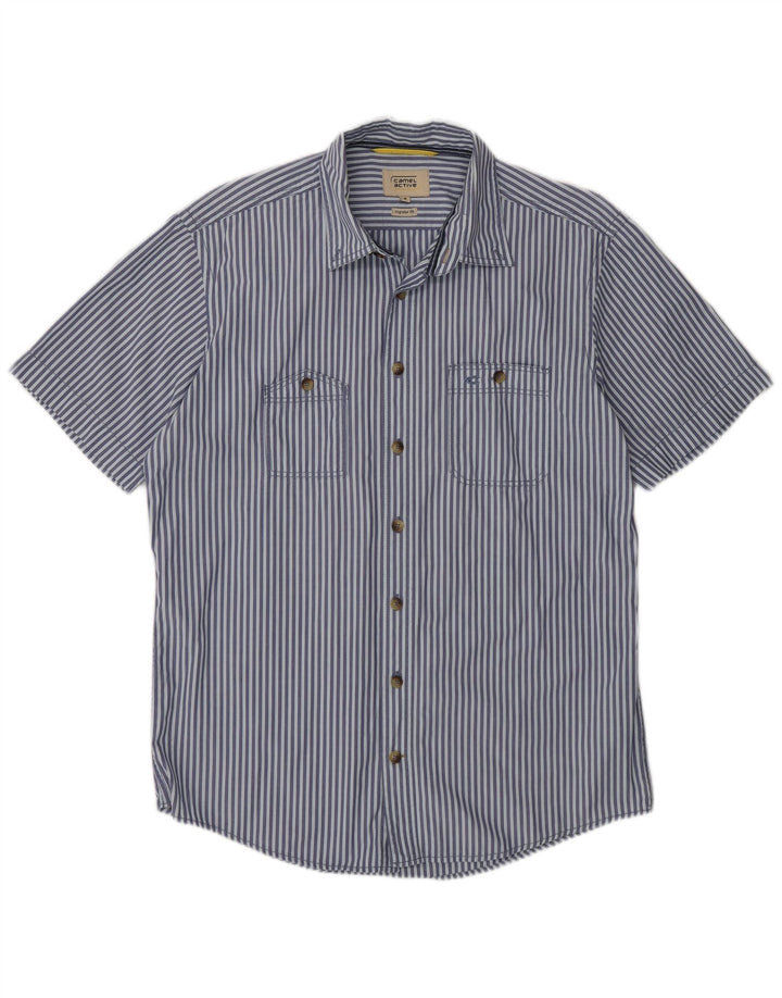 Camel Active Chemise à manches courtes pour homme, coupe classique, bleu moyen, fines rayures