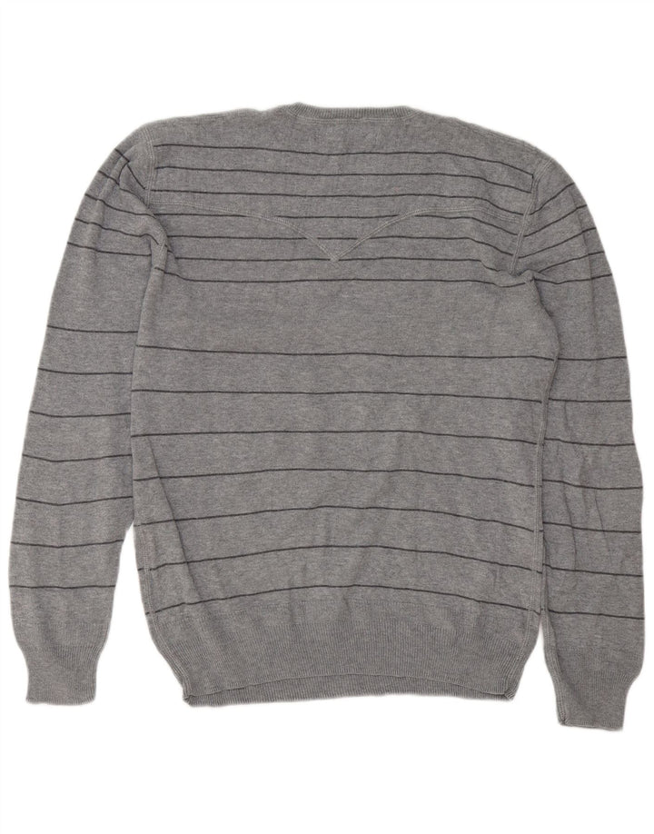 Levi's Pull Ras du Cou Homme Gris Moyen Rayé Coton