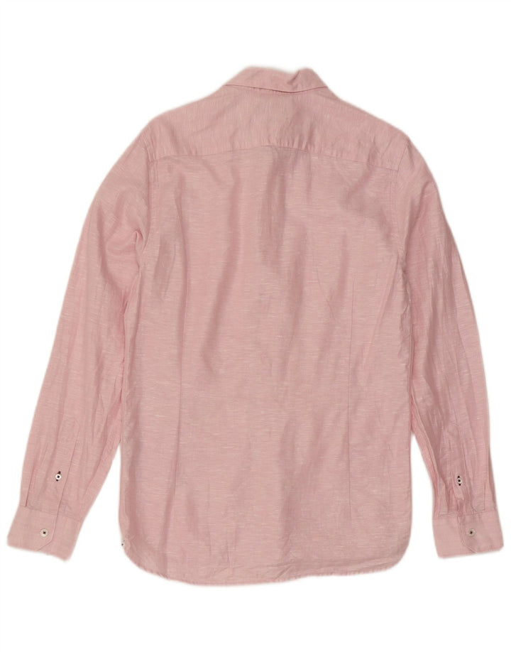 Ted Baker Chemise Homme Taille 2 Petit Lin Rose Moucheté