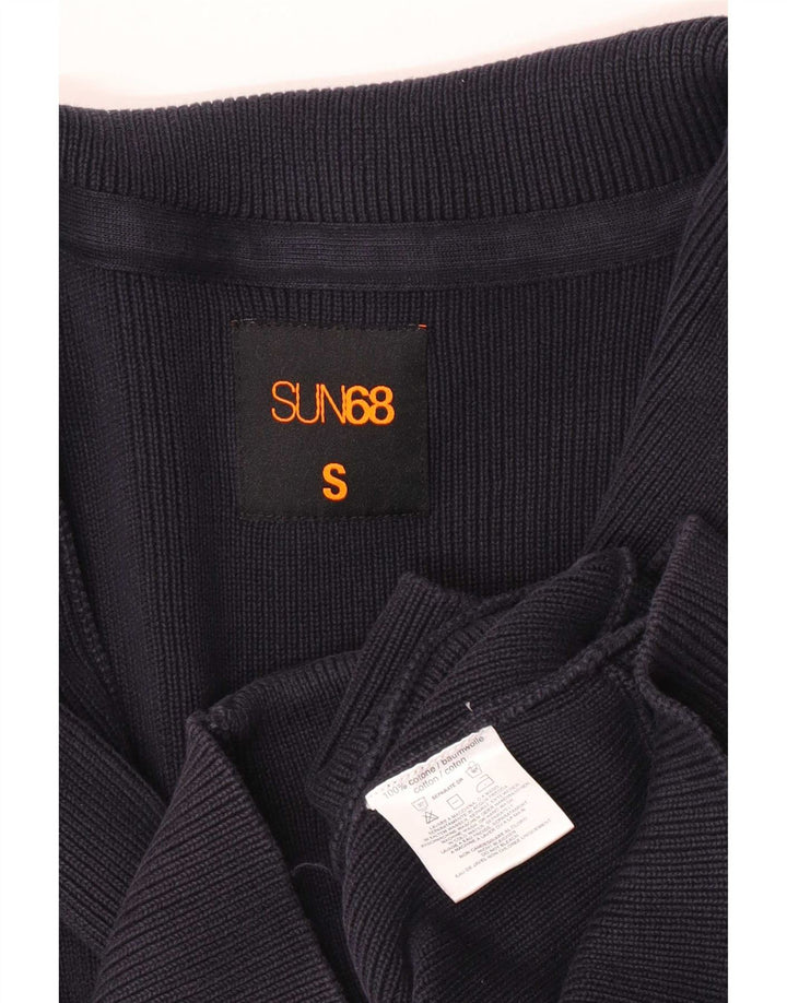 Sun68 Pull Cardigan Homme Petit Bleu Marine Coton