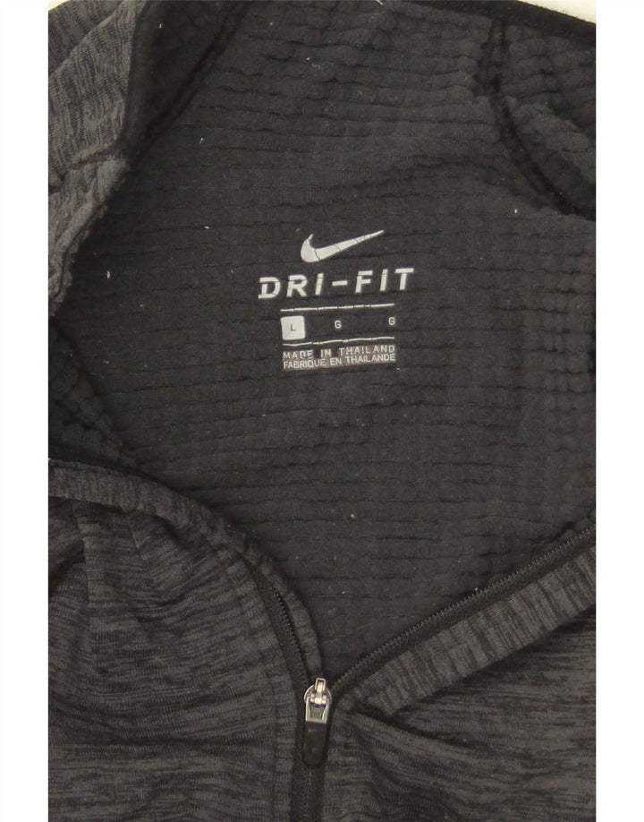 Nike Dri Fit Haut à col zippé à manches longues pour homme Gris moucheté
