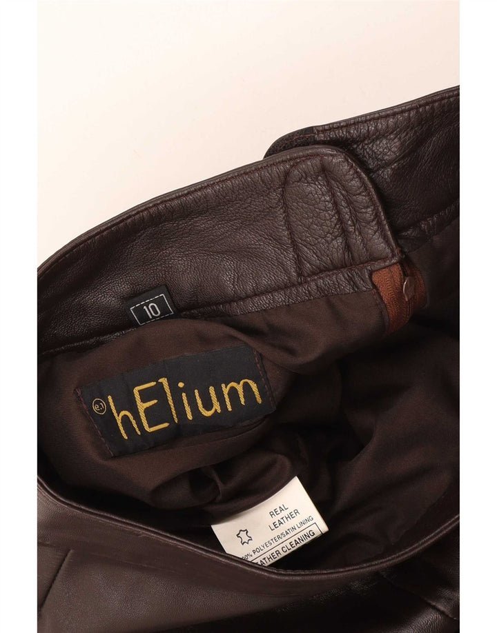 Helium Jupe longue en cuir pour femme UK 10 Small W28 Marron