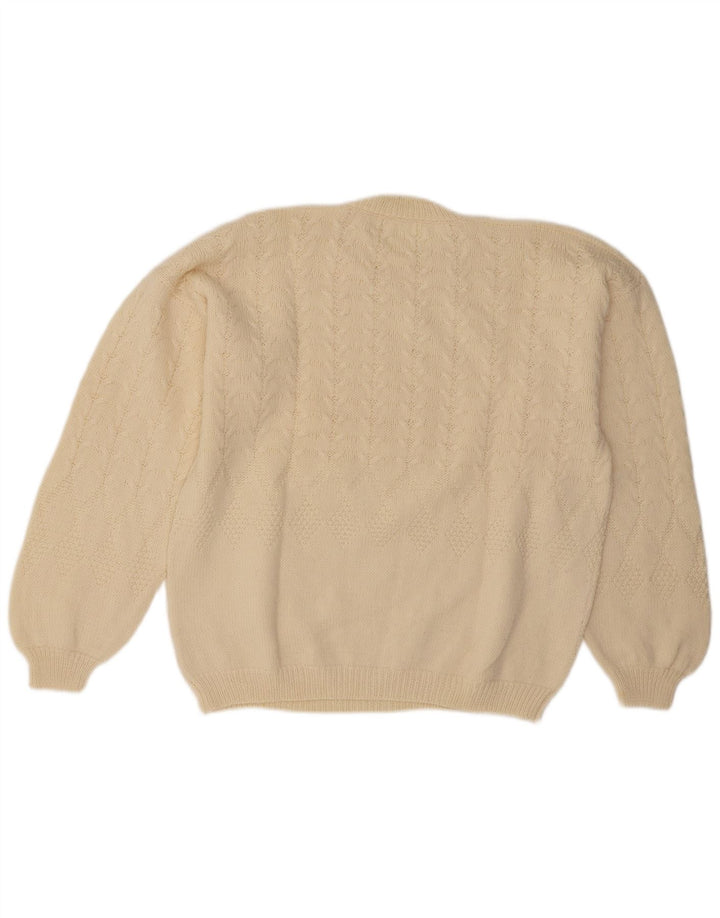 vintage Mens Crew Neck Jumper Pull Grand Blanc Cassé