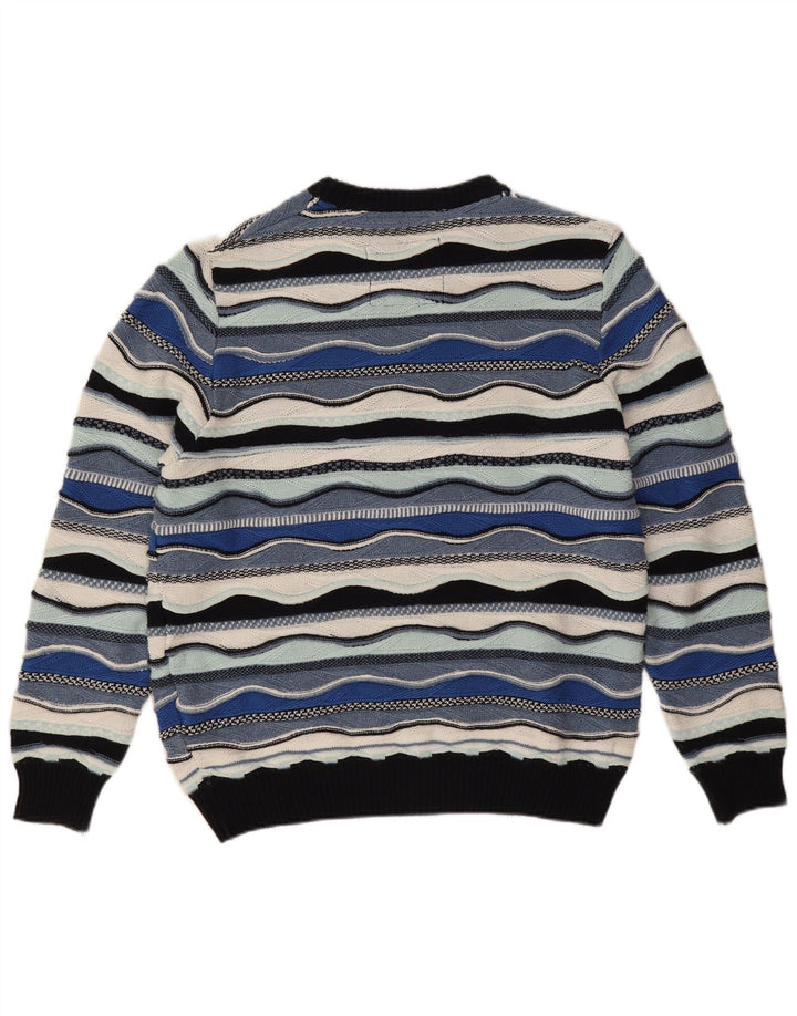 Roger Kent Pull à col rond pour homme EU 52 Large Bleu Colorblock