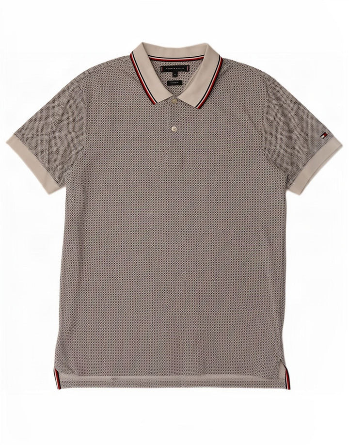 Tommy Hilfiger Polo Regular Fit Homme Blanc Moyen à Pois Coton