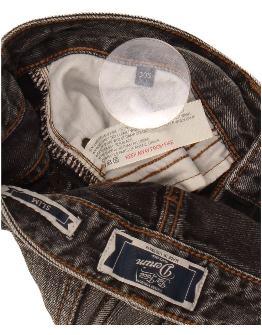 FAT FACE Jean Slim Femme W30 L29 Gris Coton