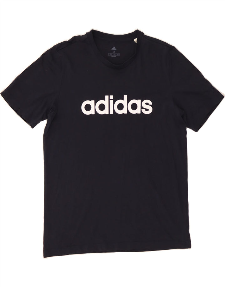ADIDAS Mens Graphic T-Shirt Top Medium Navy Blue Cotton Vintage Adidas and Second-Hand Adidas from Messina Hembry 