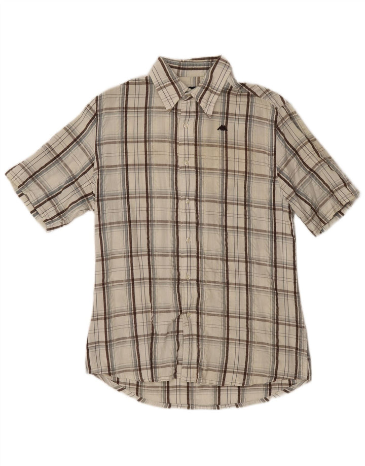 Kappa Chemise à manches courtes homme en coton à carreaux blanc cassé moyen