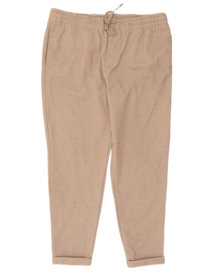 Zara Pantalon court slim pour femme XL W34 L26 Beige Polyester