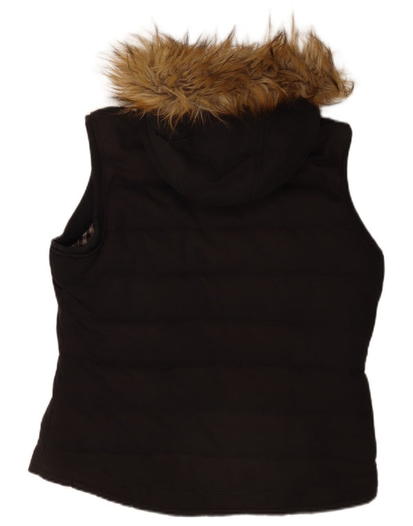 Fat Face Gilet rembourré à capuche pour femme UK 12 Medium Noir Polyester