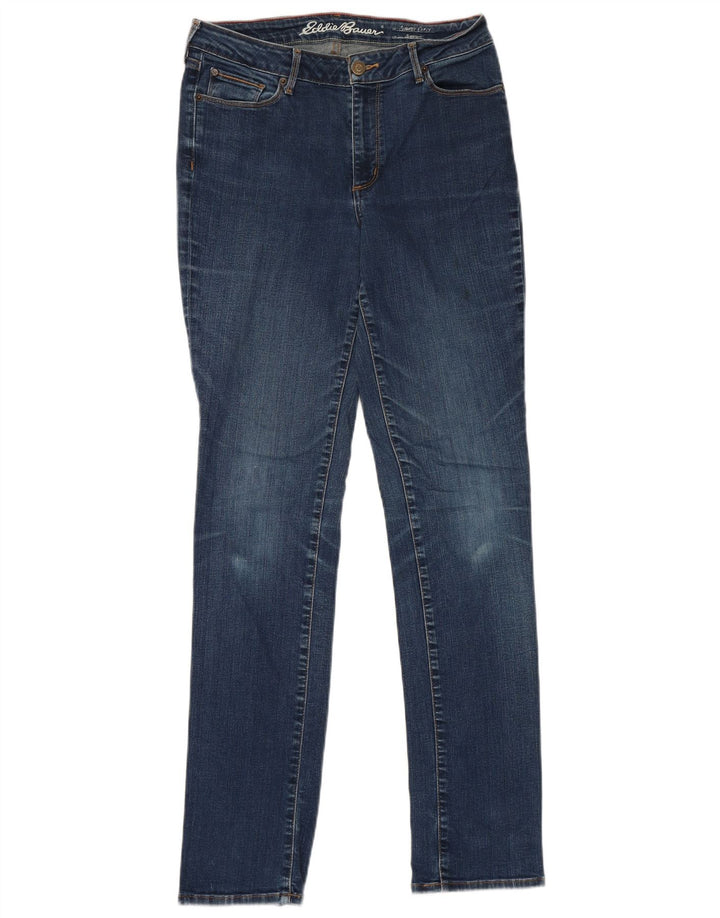 Eddie Bauer Jean droit légèrement courbé pour femme US 10 Large W30 L33 Bleu