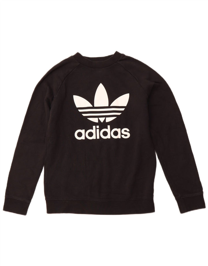 ADIDAS Sweat-shirt graphique pour femme UK 10 Petit coton noir