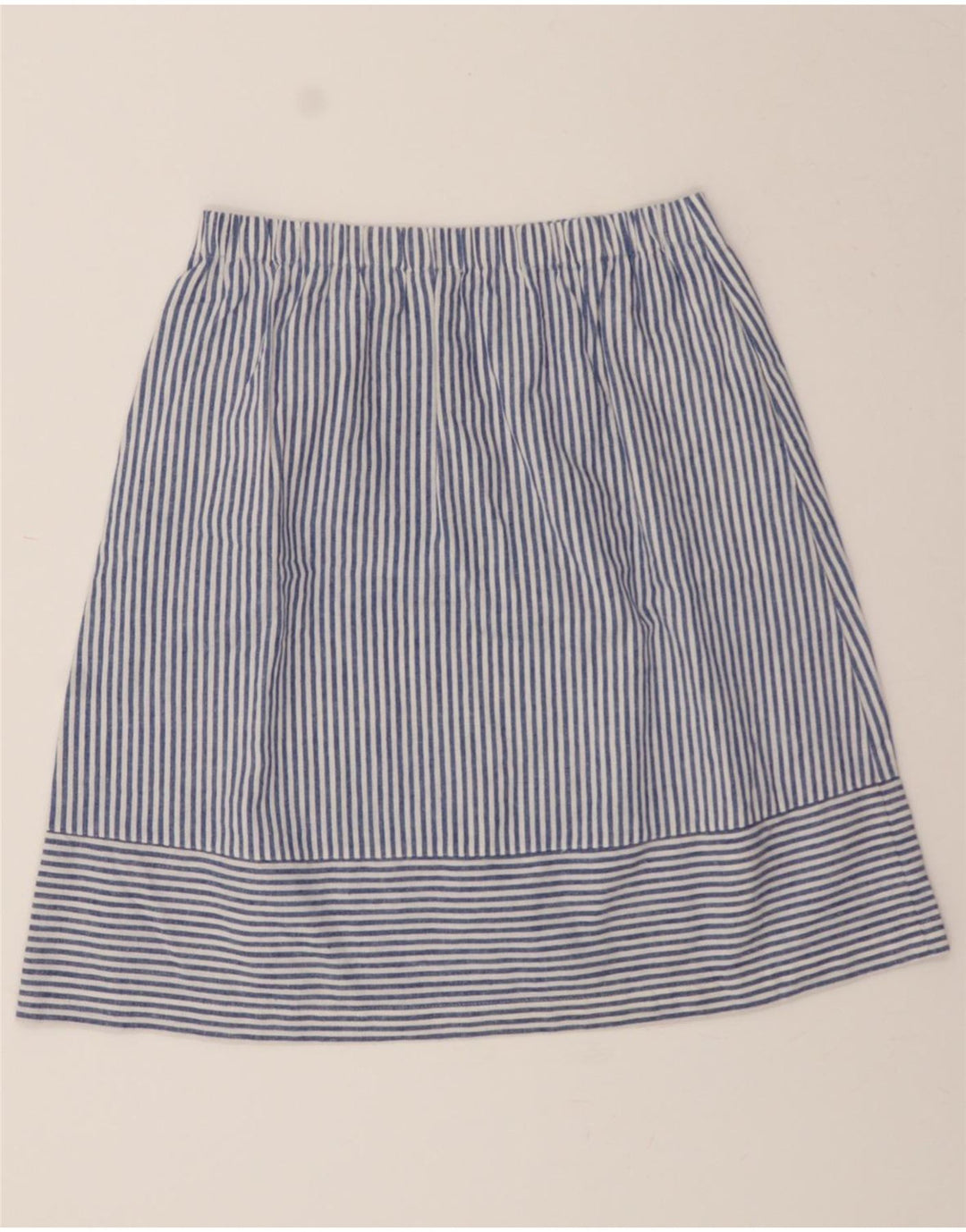 J. CREW Womens A-Line Skirt UK 12 Medium W28  Blue Pinstripe Polyester Vintage J. Crew and Second-Hand J. Crew from Messina Hembry 