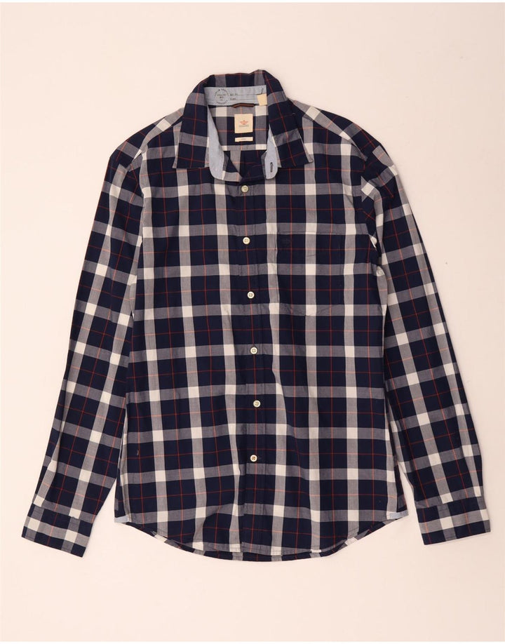 DOCKERS Chemise Ajustée Homme Bleu Marine Moyen à Carreaux Coton