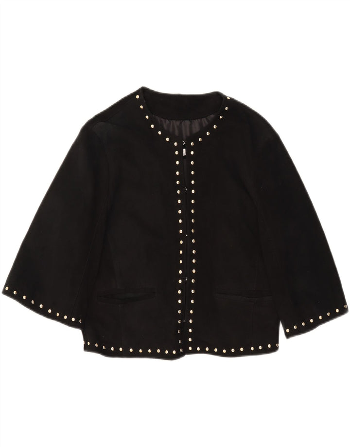 Tenax Veste boléro en daim à manches 3/4 pour femme IT 44 Cuir noir moyen