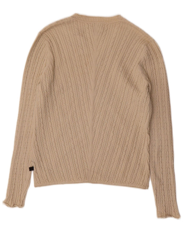 ADIDAS Pull col en V pour femme UK 12 Soie beige moyen