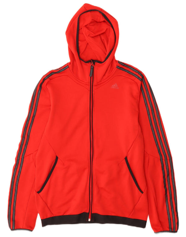 Adidas Pull à capuche zippé Climalite pour homme en polyester color block rouge moyen