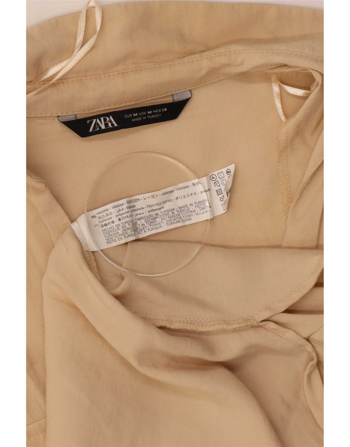 Chemise Femme Zara UK 14 Viscose Beige Moyen