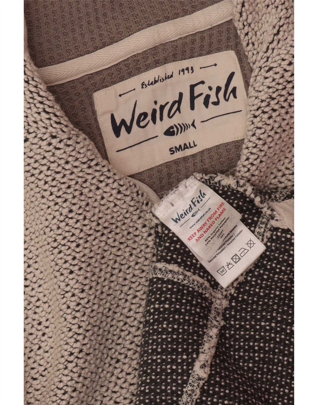 Weird Fish Sweat-shirt à col zippé pour homme en coton gris Taille S