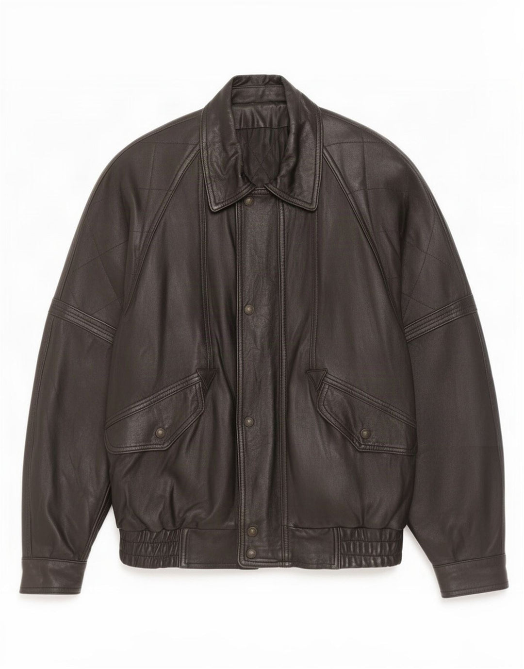 veste en cuir homme vintage IT 50 Grand Noir