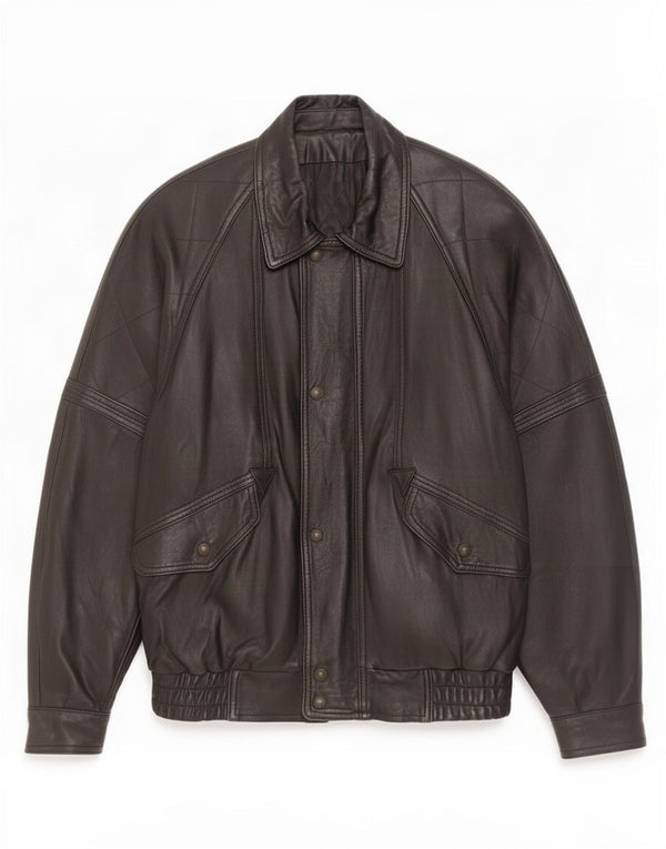 veste en cuir homme vintage IT 50 Grand Noir