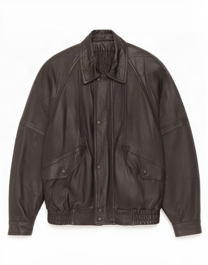 veste en cuir homme vintage IT 50 Grand Noir