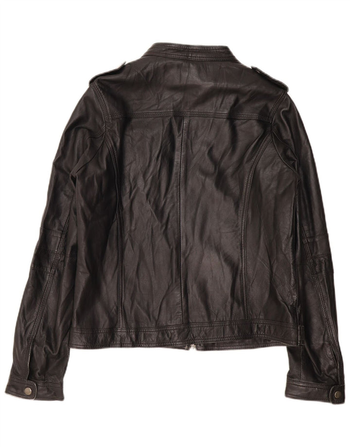 PIMKIE Veste de course en cuir basique pour femme UK 16 Grand cuir noir