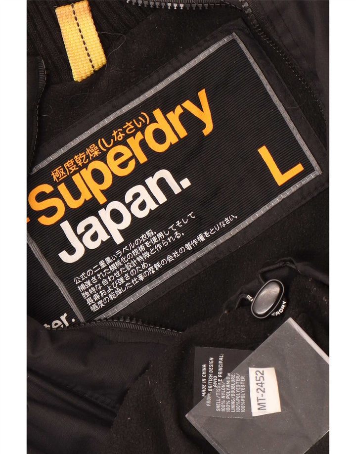Superdry Veste coupe-vent à capuche pour homme UK 40 Large Noir Nylon