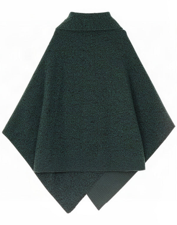 Vintage Womens Asymmetric Poncho Jumper One Size Green Flecked