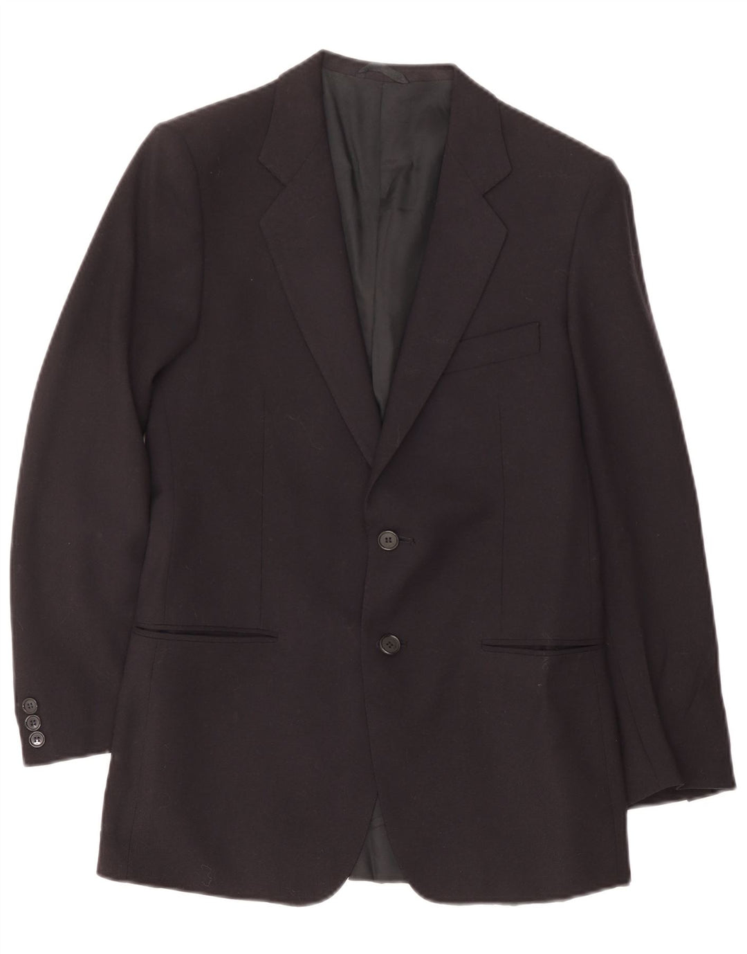 vintage Homme 2 Bouton Blazer Veste IT 46 Petite Laine Bleu Marine