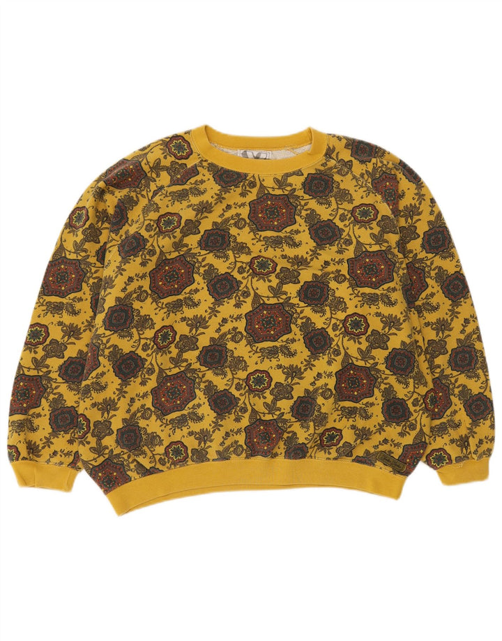 PATRIZIA DINI Sweat-shirt pour femme UK 14 Medium Jaune Floral