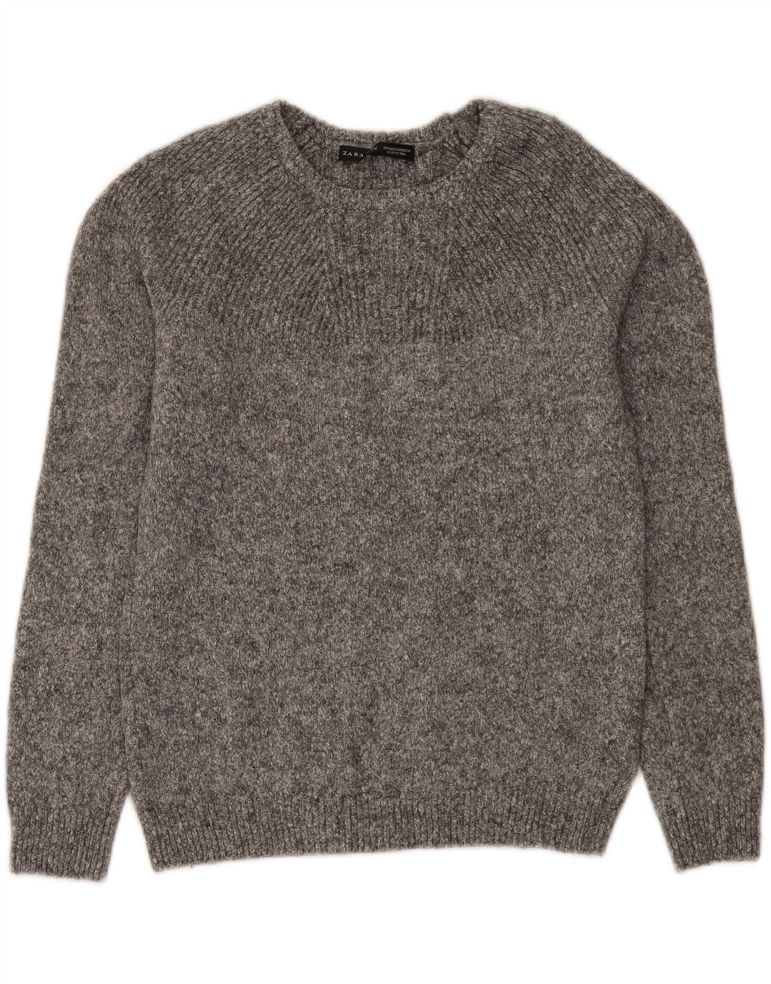 Zara Pull Col Bateau Homme Gris Moyen Laine Mouchetée