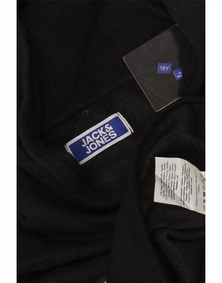 JACK & JONES Pull à Capuche Graphique Garçon 15-16 ans Noir Coton