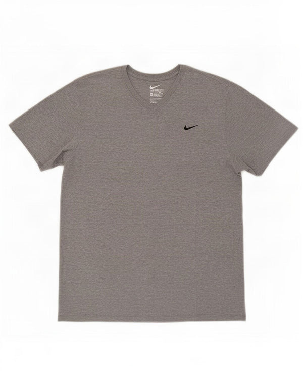 Nike T-shirt coupe athlétique pour homme, grand, en coton moucheté, gris