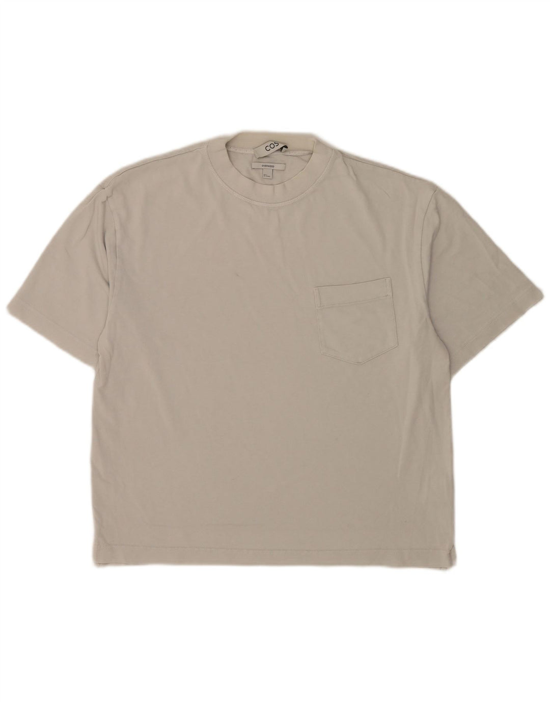 Cos T-Shirt surdimensionné pour hommes, petit haut en coton blanc cassé