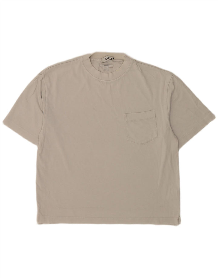 Cos T-Shirt surdimensionné pour hommes, petit haut en coton blanc cassé